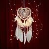 Valentinstag Böhmischer Traumfänger Handgefertigte Wanddekoration Feder Windspiel Anhänger Perfektes Geschenk für Spirituelle & Boho-Liebhaber