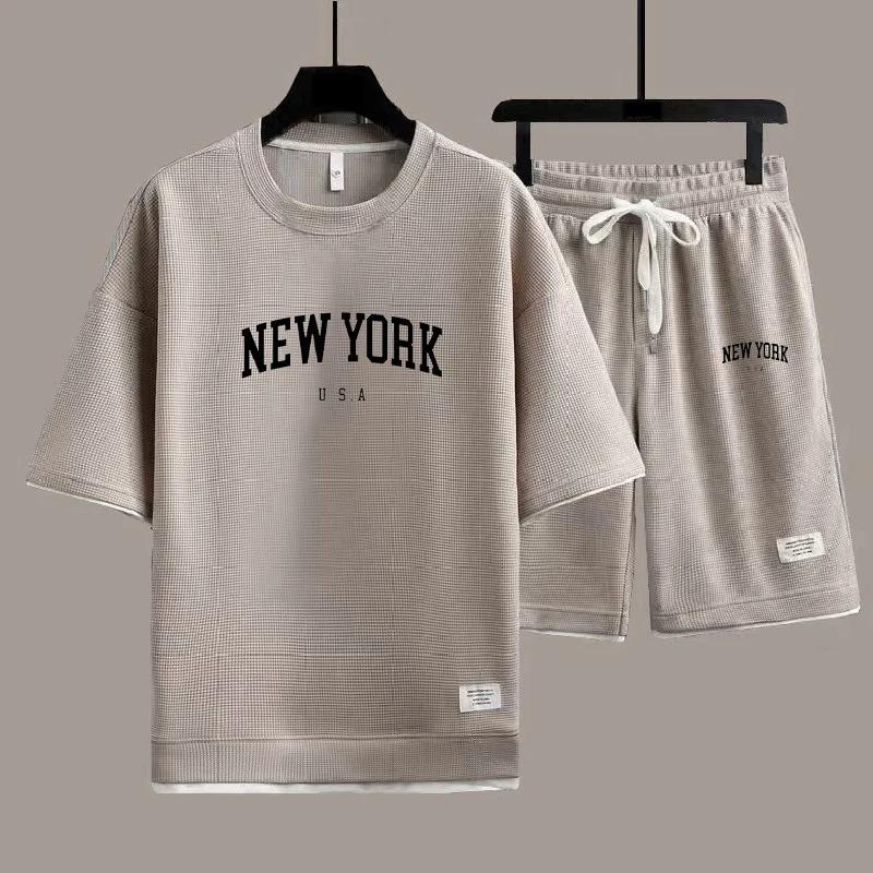 New York Trička Krátké kalhoty 2dílný oblek Pánské Letní móda Krátký rukáv Tepláková souprava Set Šortky Dámské Streetwear Tričko Topy