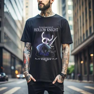 100% cotone TOP UNISEX T-SHIRT UOMO DONNA Hollow Knight T-Shirt da Gaming Unisex Top Ragazza Indie Migliori Regali Maglietta Nera 151