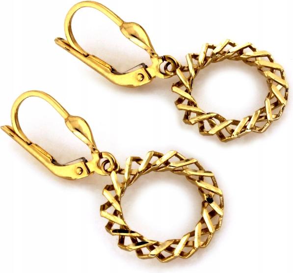 333 8k gold dangling earrings, English hoops, fancy openwork, women's