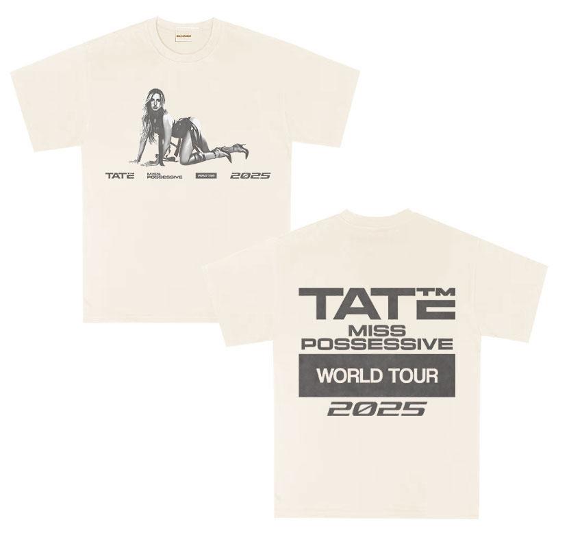 90s Vintage Tate McRae Miss Possessive Tour 2025 New Merch Tee Shirt Unisex Fashion Harajuku High Quality Cotton Tees Streetwear