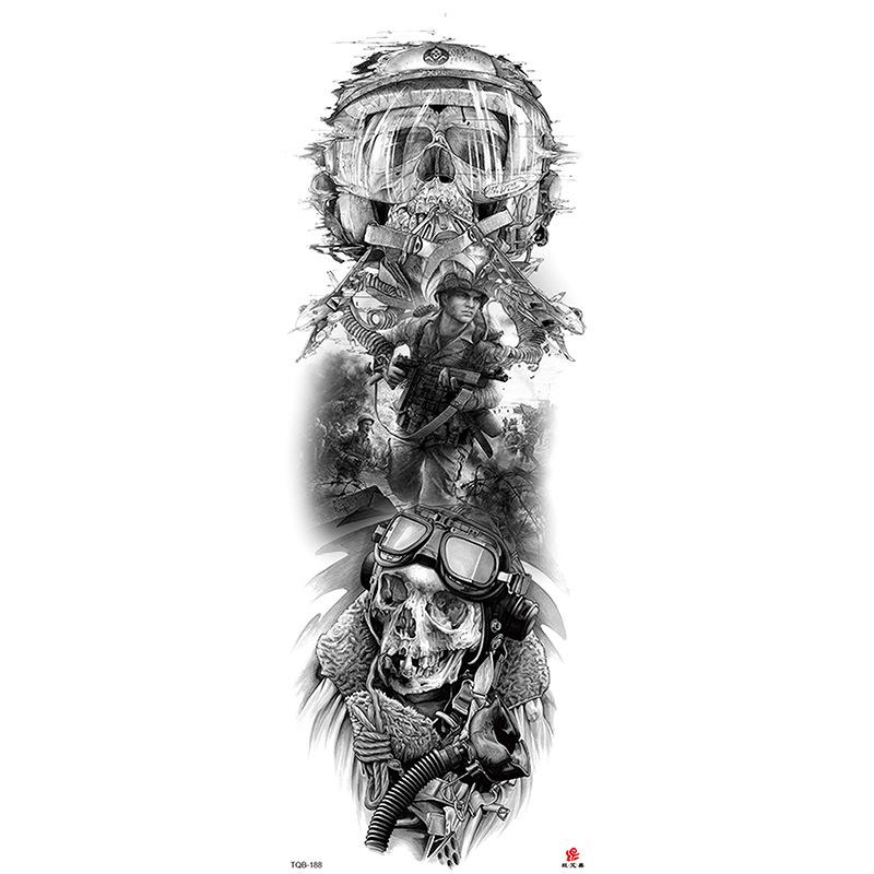 Waterdichte tattoo stickers voor de hele arm: Jezus, Maagd Maria, Kroon, Leeuw-ontwerp