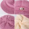 WTEMPO Plush Inner Warm Soft Solid Color Mom's Hats Windproof Cold-proof Women's Autumn Winter Casual Versatile Hats