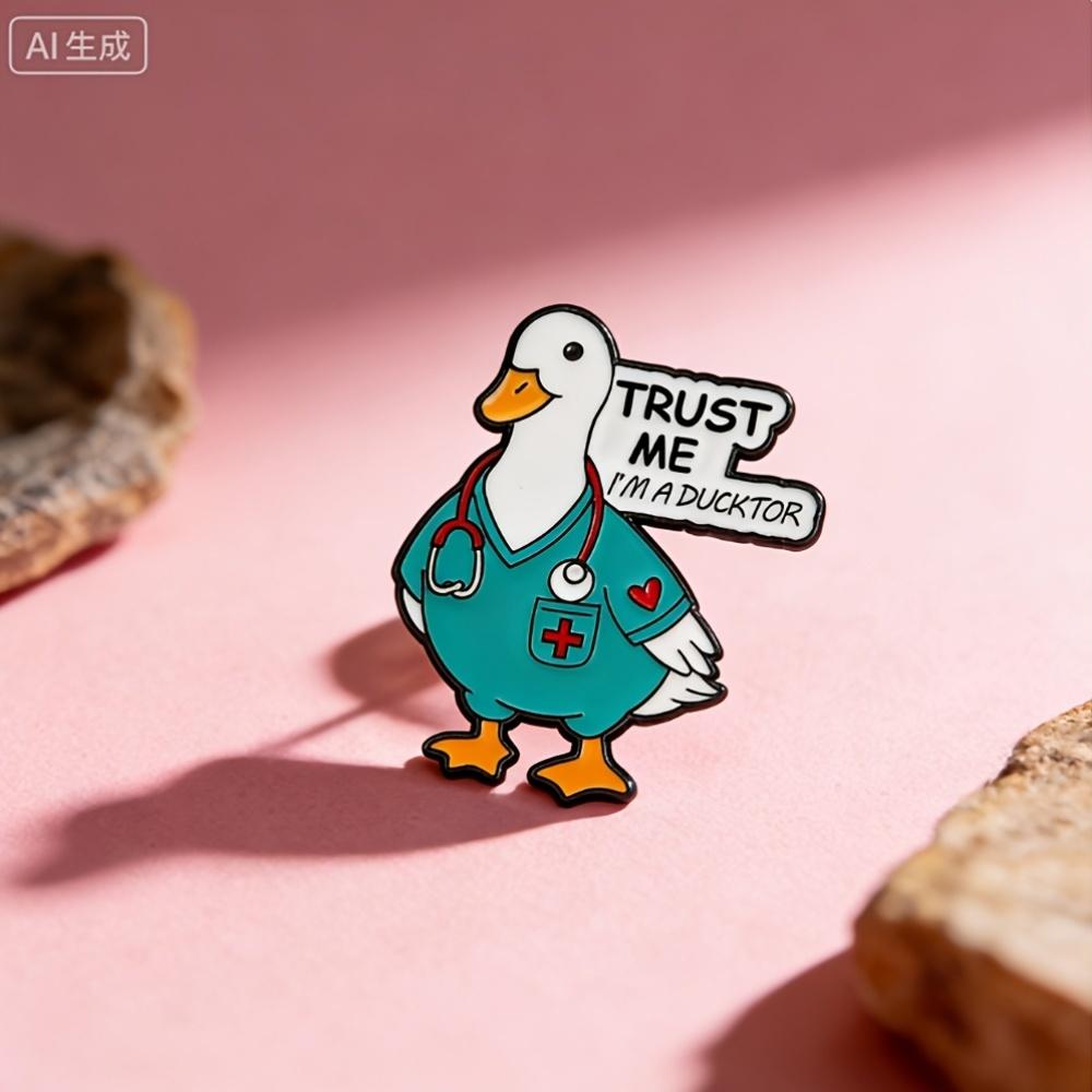 1pc Funny 'Trust Me I'm A for Ducktor' Medical for Duck Metal Enamel Pin | Novelty Men'S and Women'S Daily Wear Brooch Pin