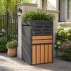 Armario Exterior, Macetero, Ventilación de Celosía, Marco de Acero, Puertas con Cerradura, Cadena de Seguridad, Almacenamiento y Decoración de Jardín, Sin Cubo de Basura