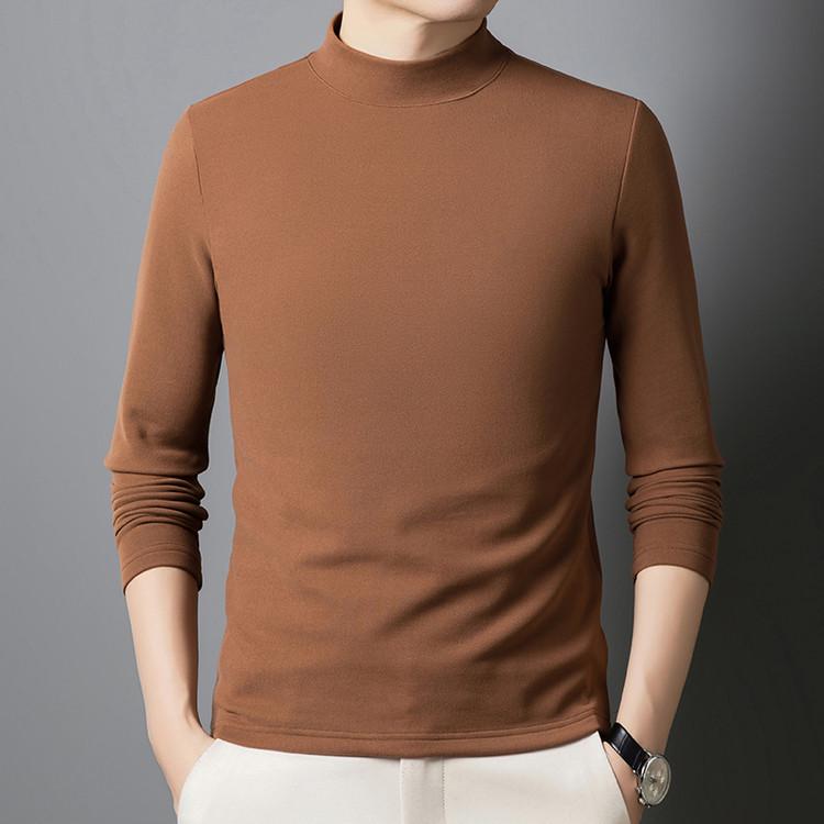 2025 Men's Base Layer Shirt: Silk Wool, German Velvet, Half-High Collar, Thickened Sweatshirt