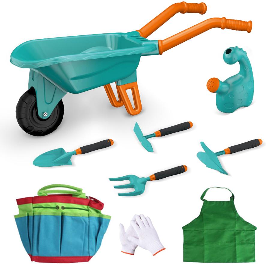 Carretilla para Niños Herramientas de Jardinería Juguetes Deportivos al Aire Libre Set de Juego para el Patio Trasero para Niños con Pala Rastrillo Juegos de Cavar y Quitar Malas Hierbas en el Patio