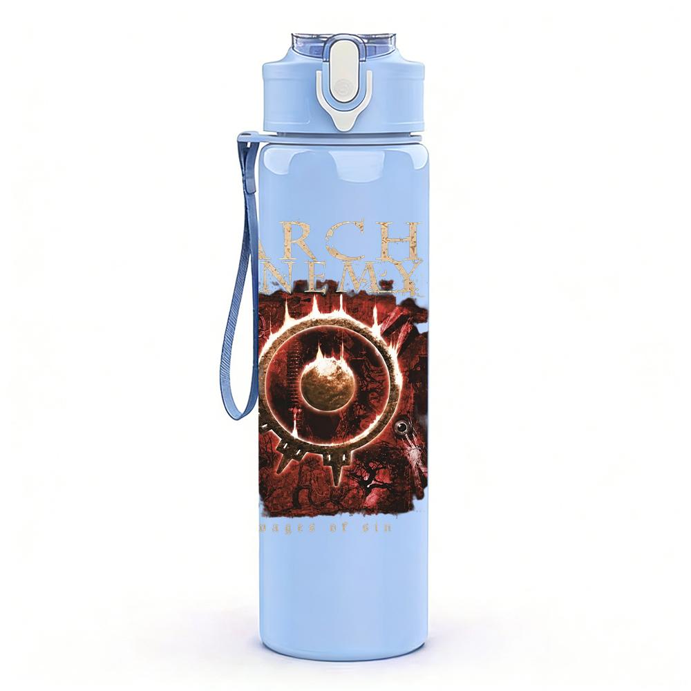 1PC Ornate Brown Skull Vintage Circular Print 750ml Portable Sports Water Bottle Leakproof Gym Outdoor Travel Drink Cup