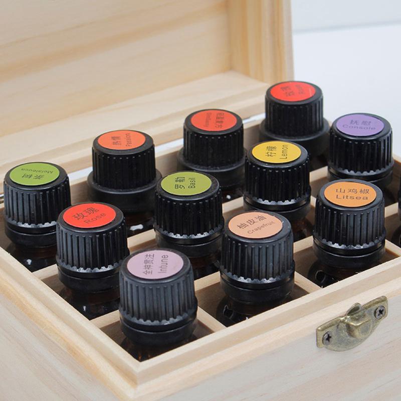 12/25 Compartments Wood Colour Essential Oil Box Fashion Pine Wood Storage Case Essential Oil Display Wooden Case Storage Boxes