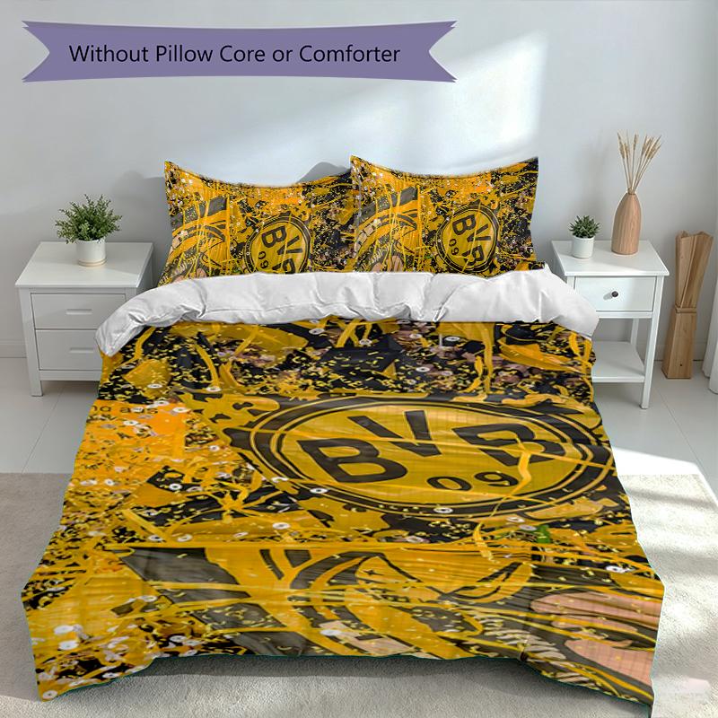 3pcs Borussia Dortmund Duvet Cover Set, Includes 1 Duvet Cover and 2 Pillowcases,Skin-Friendly&Comfortable Fabric,Suitable Bedding Sets