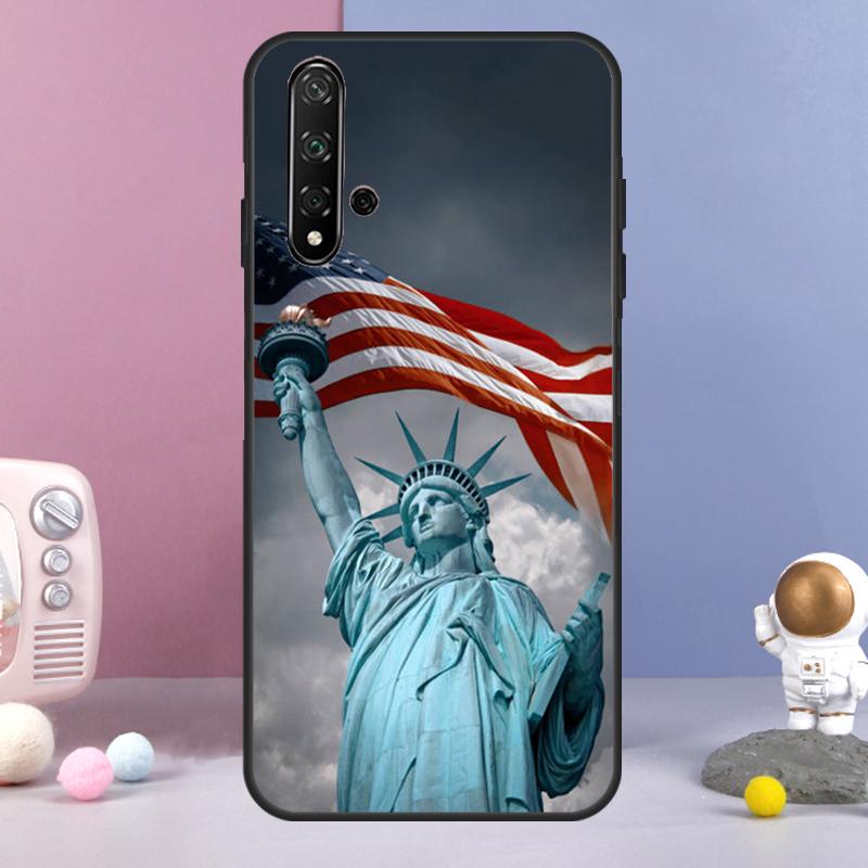 America Flag Statue of Liberty For Huawei Nova Y72 Y61 Y91 Y73 Y90 Y70 Y60 12s 12i 11i 8i 9 10 SE P60 P30 Pro P40 Lite Case