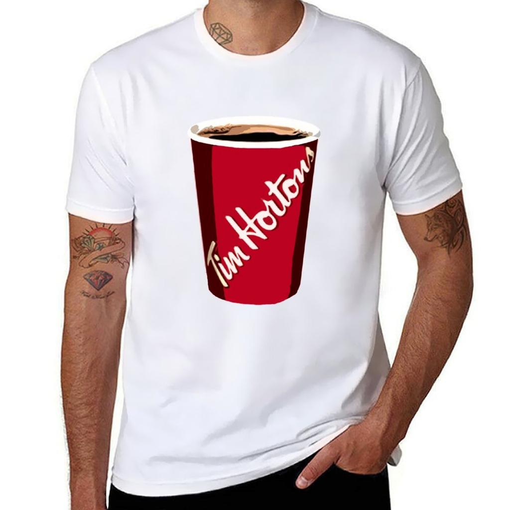 Tim Hortons Cup Tshirt Simple Line Art Print Tee
