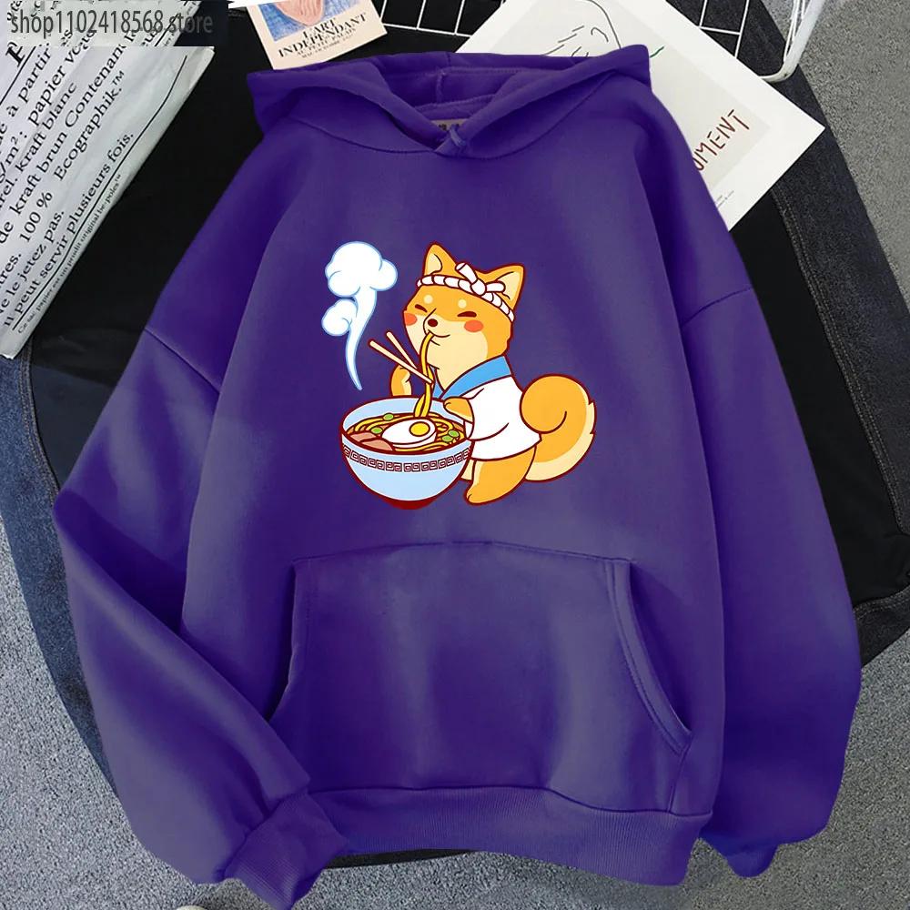 Ramen Shiba Hoodies Mens Cartoon Graphic Sweatshirt Long Sleeve Casual Kawaii Dog Pullover Aesthetic Women Coats