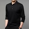 Men's Cashmere Silk Blend Lapel Long Sleeve Polo Shirt