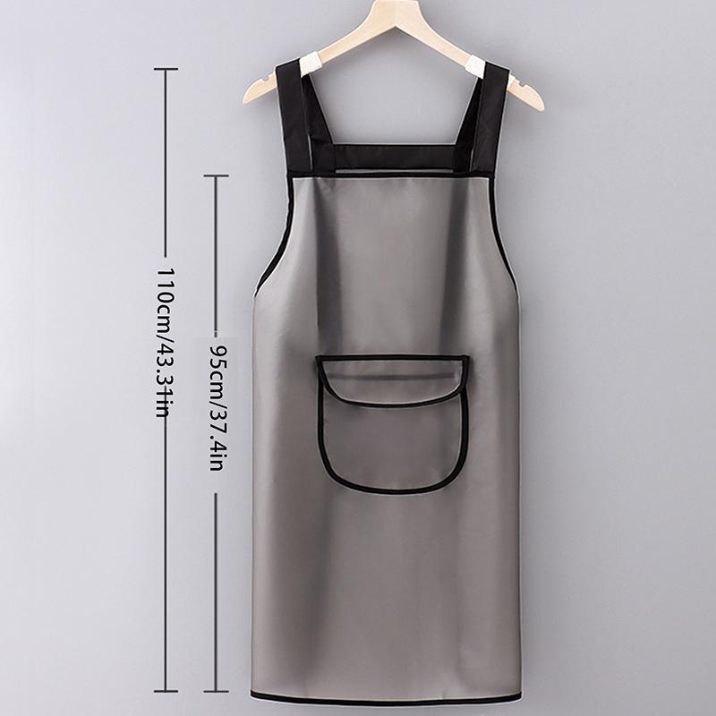 Tablier de Cuisine Imperméable Ménager Tpu Résistant à l'Huile Tablier de Travail Noir Transparent Anti-Salissure Tabliers de Nettoyage