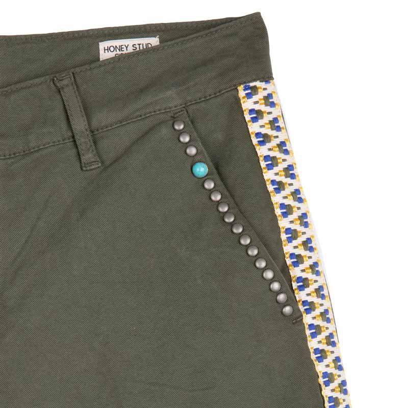 Short honeystud galons habillé coton doux ourlets à pince Femme HAPPY