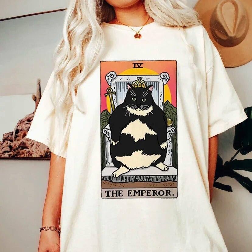 Modă Tarot Pisică Kawaii WoUnisex Tricou WoUnisex Tricou Desen Animat Model Drăguț Tricou Mânecă Scurtă Tricou WoUnisex Mărimi Mari s
