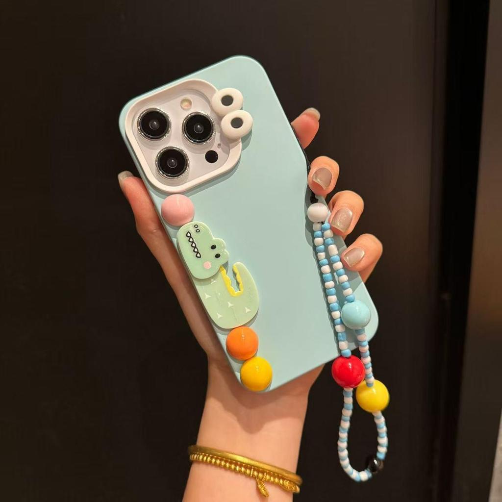 Koreanische 3D-Tier-Handyhülle mit Kette für iPhone 17 Pro Max, iPhone 15, 16, 14 Pro