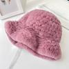 Rex Rabbit Fur Hat Autumn and Winter Versatile Middle-aged and Elderly Warm Ear Protection Top Hat Bucket Hat Show Face Little Mother Hat