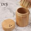Toothpick Dispenser Storage Box Portable Dustproof Bamboo Large Capacity Round Tooth Pick Holder for Hotel