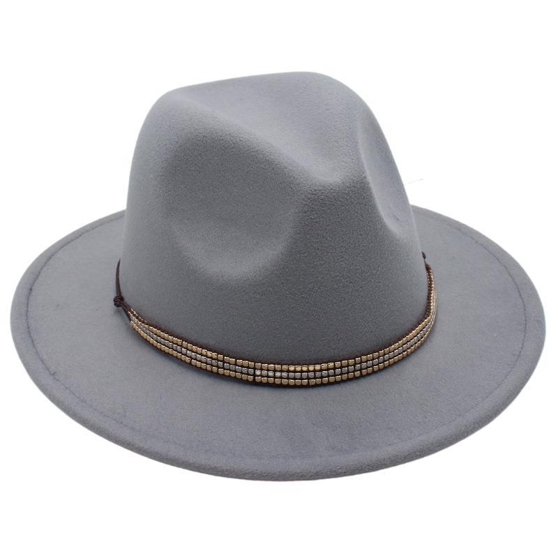 

British Top Hat Vintage Jazz Hat Woolen Fedora Hat Felt Hat Dot Diamond Sun Hat L（58-60cm） світло-сірого кольору