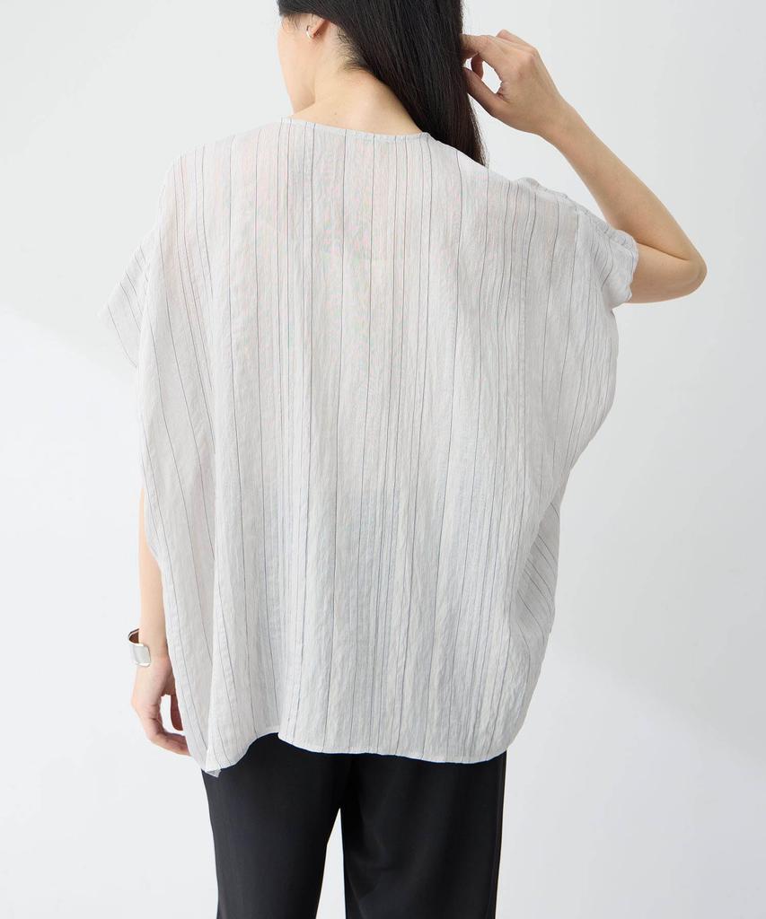 AC by Alpha Cubic Sheer Stripe Size Size Gray Women's Blouse, 353794, L,