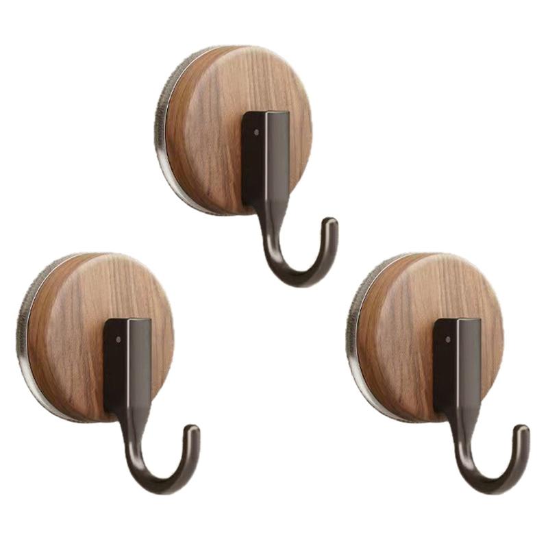 Walnut Wood Door Hook Strong Wall Mounted Single Hook No Drilling Clothes Adhesive Hook