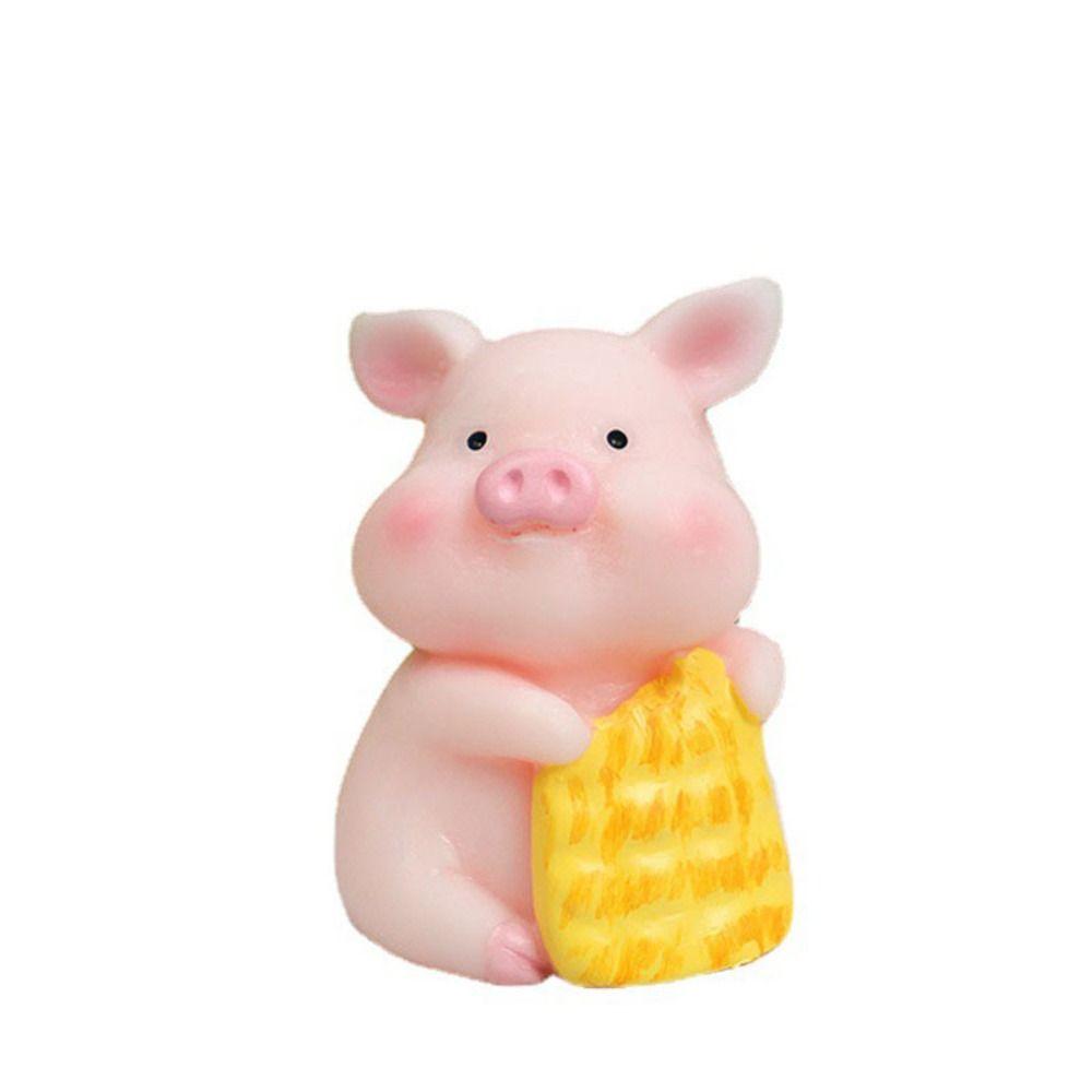 Resin Pink Pig Miniature Figurine Miniatures Animal Cartoon PigCar Decoration  Home Decoration