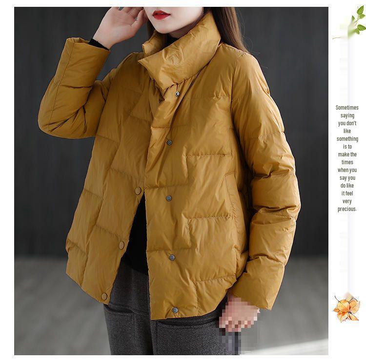 Damen 2025 Leichte Daunen-Baumwolljacke im koreanischen Stil mit Stehkragen - Winter Vielseitig, Locker, Kurz, Wattierter Mantel.