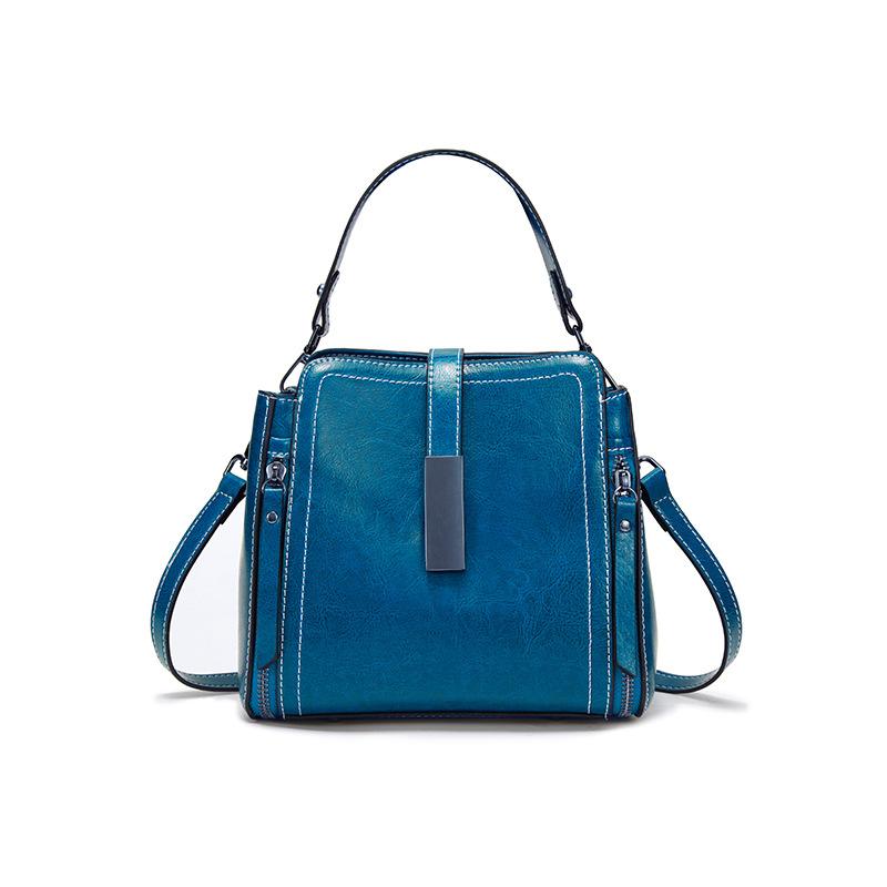 New Summer Genuine Leather Women's Bag High-end Large Capacity Bucket Bag Retro Versatile One-shoulder Crossbody Bag