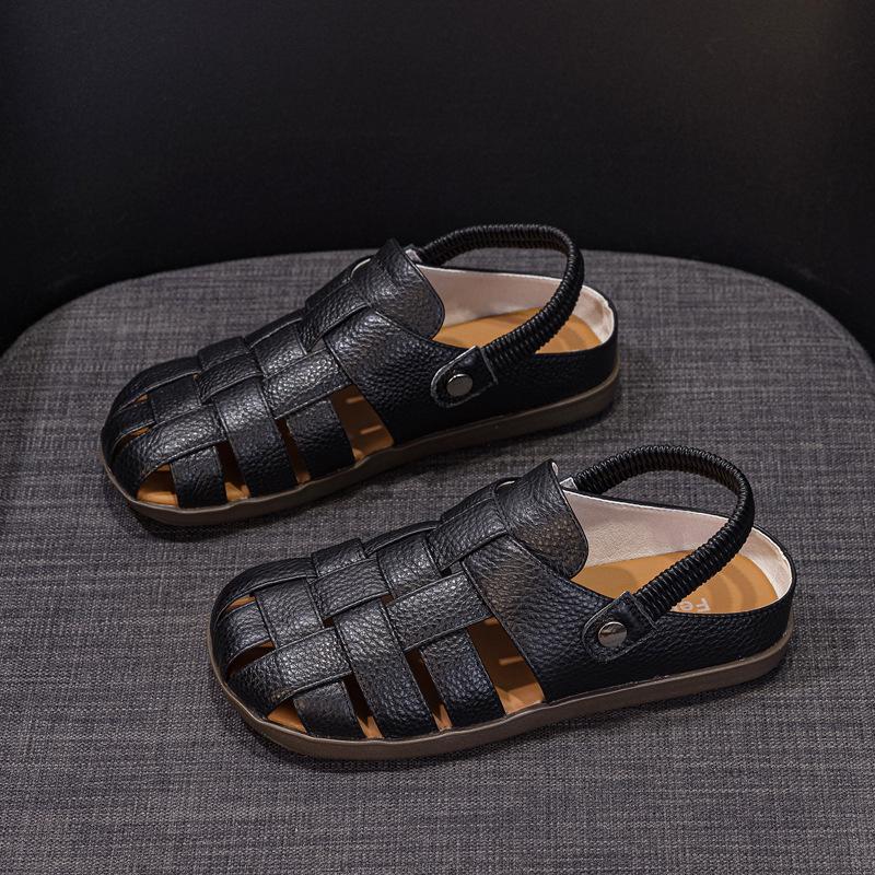 GKTINOO Genuine Leather Roman Sandals 2025 Summer Women Sneakers Closed Toe Comfortable Hollow Soft Sole Mom Shoes Plus Size