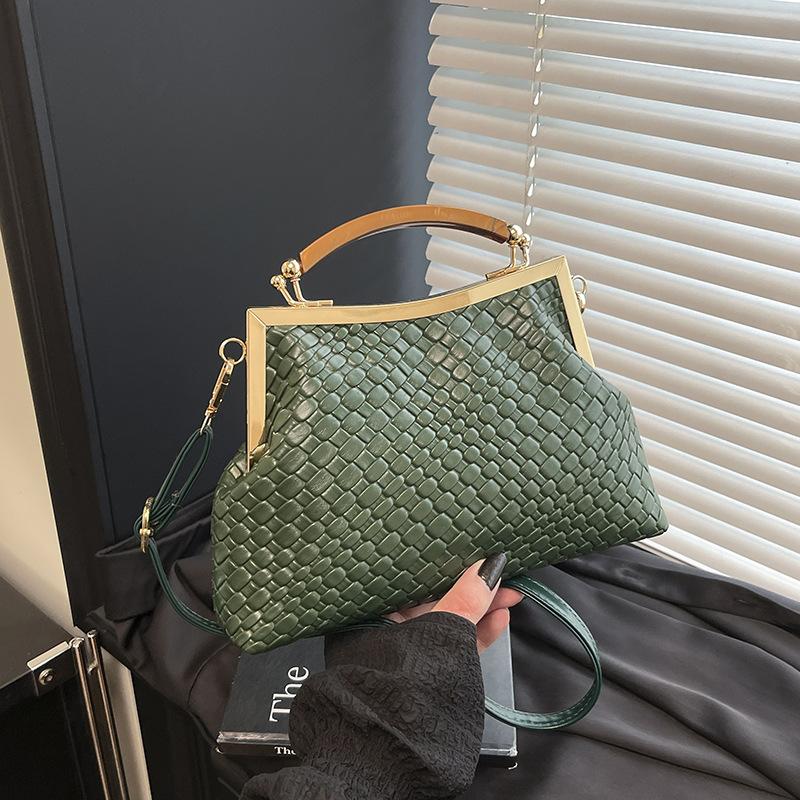 Women's New Fashionable Handbag with Indentation, Hand-held Clip, Shell Bag, Fashionable Temperament, Single Shoulder Crossbody Small Bag