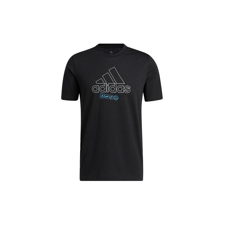 Men s adidas Minimalistic Alphabet Large Logo Printing Athleisure Casual Sports Round Neck Short Sleeve Black T-Shirt IB9430 XS