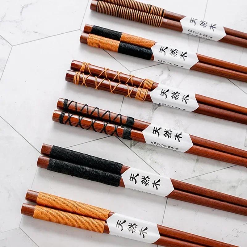 6 Pairs Wooden Chopsticks Japanese Sushi Sticks Reusable Wood Chopsticks Korean Chinese Food Chopstick Home Restaurant Tableware