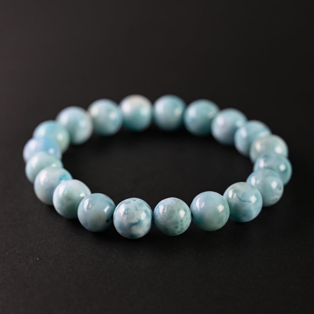 Eigado Larimar 10mm Inner Diameter Healing Natural Power One of the Three Greatest Healing Stones Bracelet, Beads, 29.8g, 17cm, Stone, Stone, Stone,