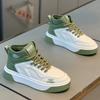 Winter new thick-soled high-top board shoes single cotton leather perforated casual shoes ok