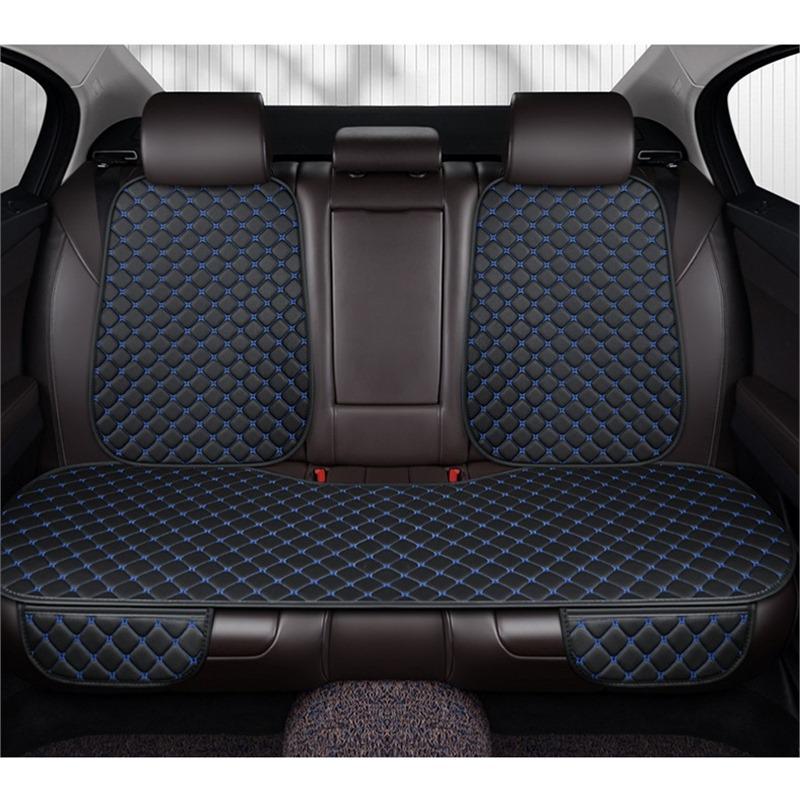 Universal Nappa Leather Car Seat Cushion: Star Embroidered, Backless, Non-Slip, Three-Piece Set