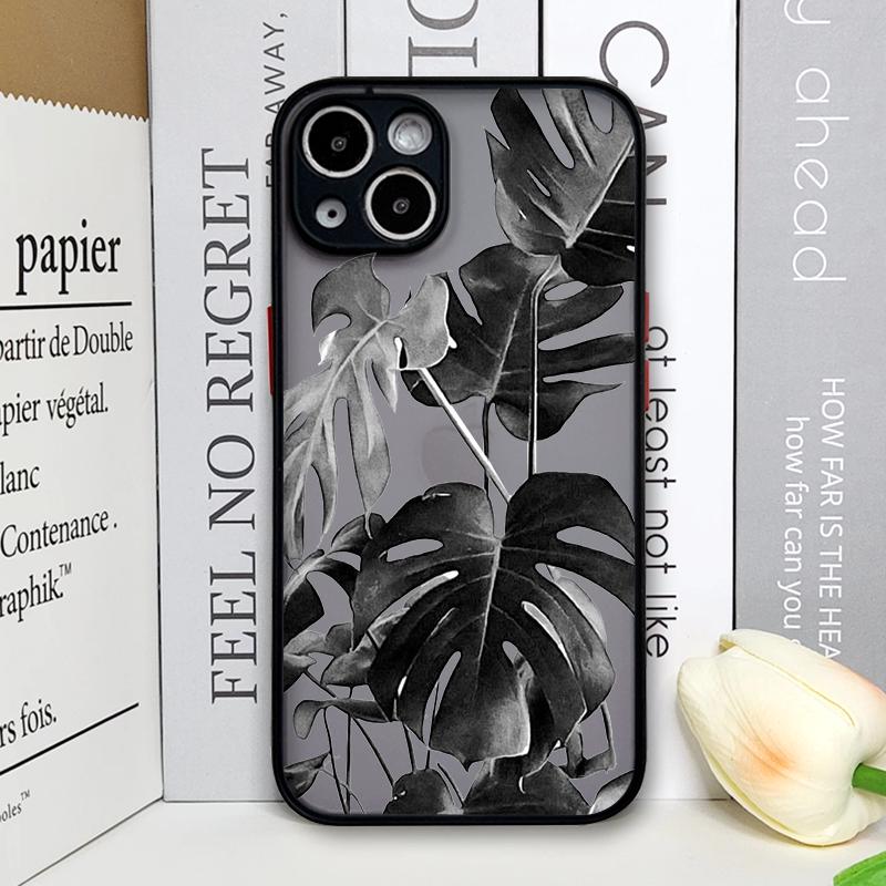 Palm Leaf Tree Black Leaves Phone Case for IPhone 16 15 14 11 Pro Max 13 12 Mini 7 8 14 15 16Plus SE X XS Matte Shockproof Cover