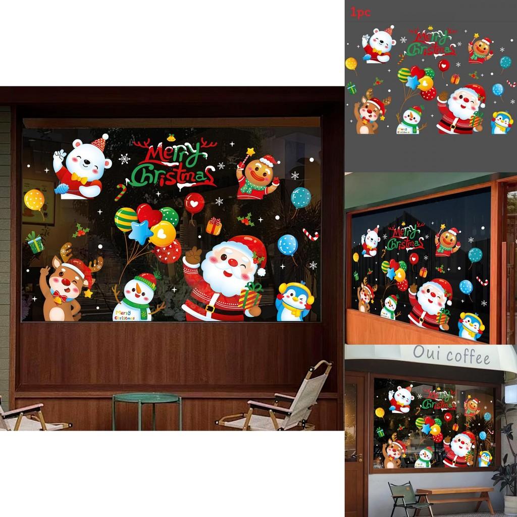 Christmas Static Electricity Stickers With Santa Claus Reindeer Snowman Design For Doors And Windows