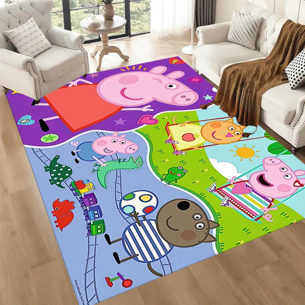 Peppa Pig's Garden Day Square rugs are a great choice for living rooms, bedrooms, home décor, and as gifts.