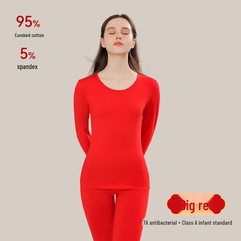 Tierkreisjahr Paar Thermo-Unterwäsche-Set – Herren- & Damen Festliches Rot Baumwolle