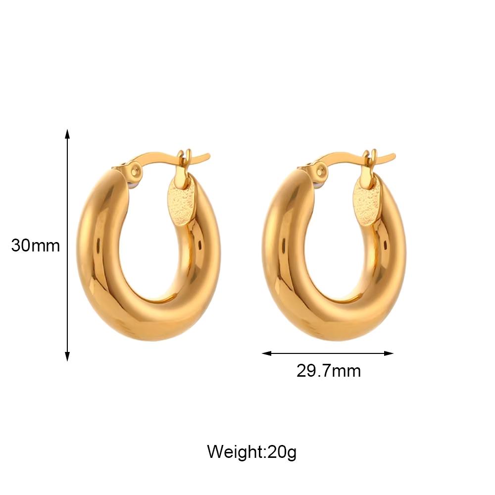 Minimalistischer Schmuck 18K Vergoldeter Edelstahl 20mm 25mm 30mm Creolen für Damen