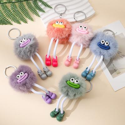 Mignon Peluche Fourrure de Lapin Petites Briquettes Porte-clés Petites Briquettes Porte-clés de Voiture Pendentif Peluche Coréenne Pendentif pour Sac d'école
