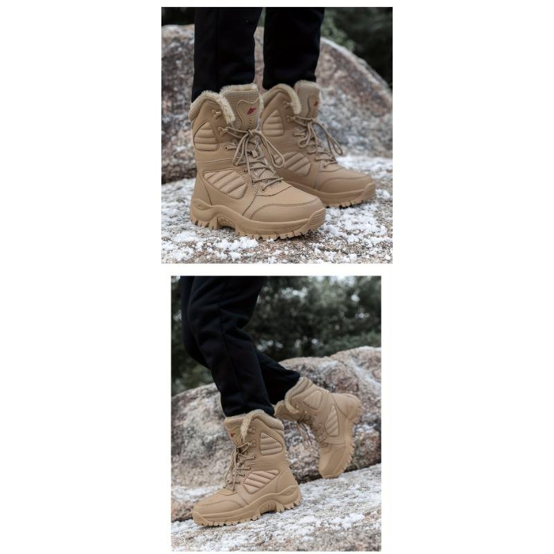 Men's Outdoor Warm Plus Grip Snow Shoes, Comfortable Arch Support Non-Slip Boots for Hiking and Mountaineering, Men's Shoes