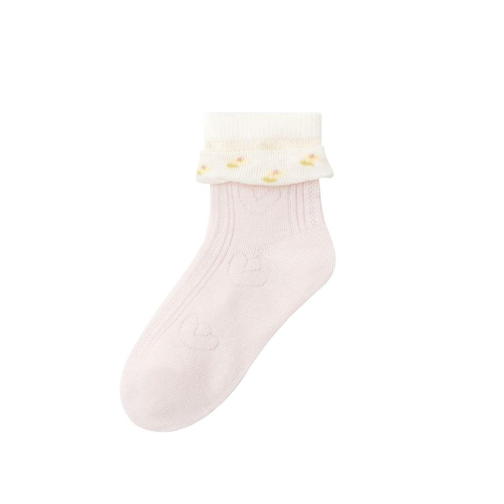 Spring/Summer Cartoon Mesh Pink Baby Socks - Antibacterial, Seamless, Breathable, Thin, Non-Constricting Cotton for Girls