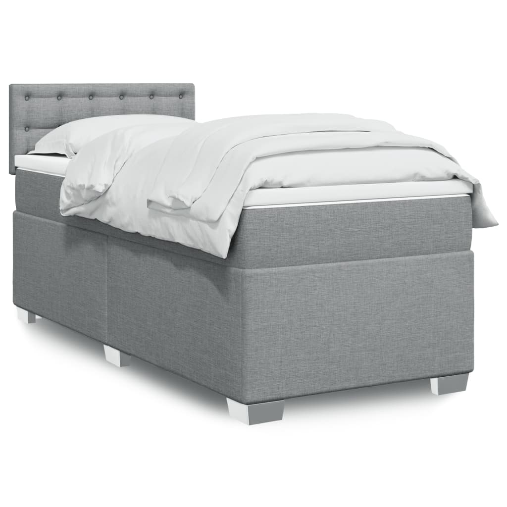 Vidaxl Kontinentalbett Mit Matratze, Hellgrau, Stoff, 90X200 Cm