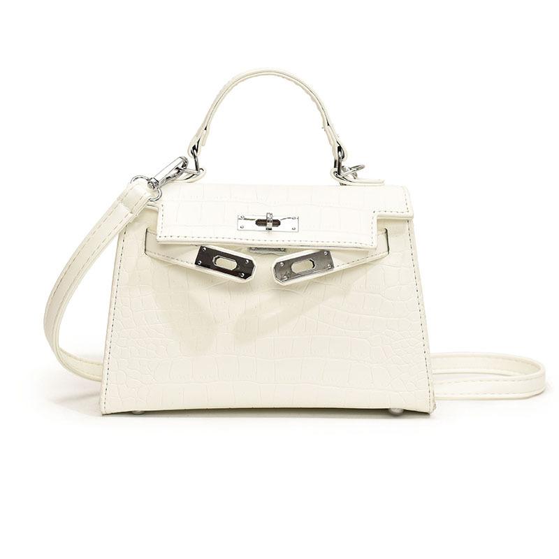 

New high-end bag, crocodile pattern lock, portable shoulder messenger trendy women s bag білий