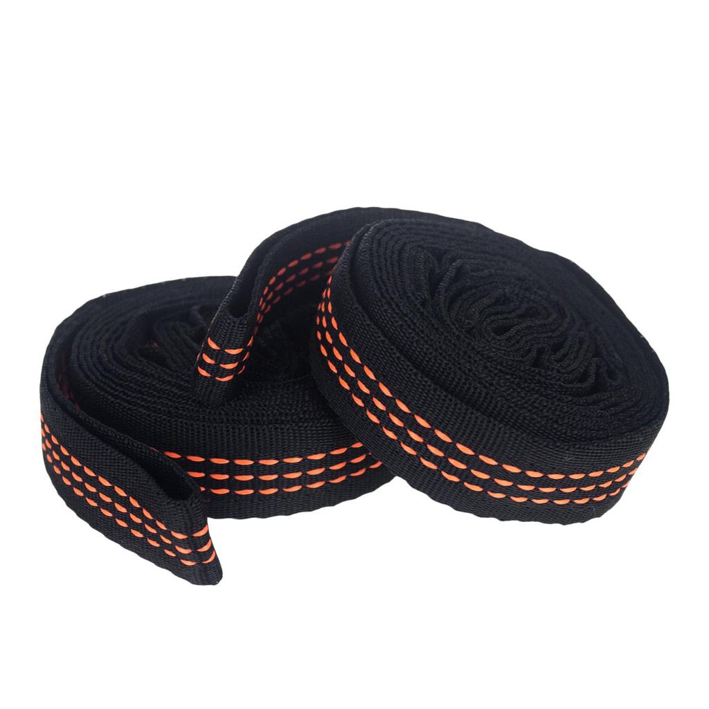 2Pcs Hammock Straps Special Reinforced Polyester Straps 5 Ring High Load-Bearing Barbed Black Outdoor Use Camping Hammock Straps