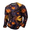 Men's Halloween Print Crewneck Long Sleeve T-Shirt for Casual Wear