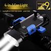 Luce Bicicletta ad Alta Luminosità: Supporto per Telefono Cellulare 4-in-1, Campanello, Fanale Posteriore e Anteriore con Ricarica USB per Ciclismo all'Aperto